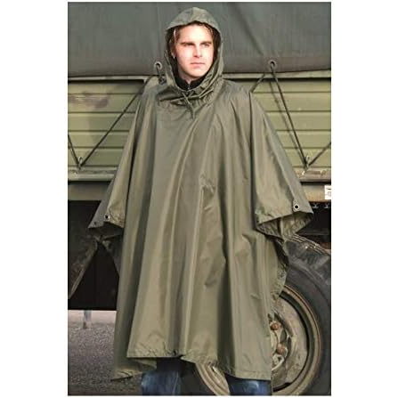 Mil-Tec Ripstop Poncho Weatherproof Essential for Outdoor