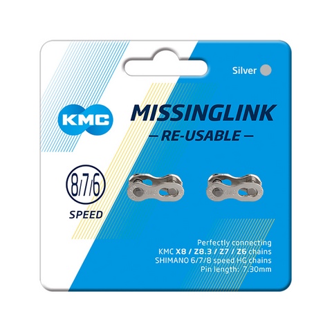 KMC 8 Speed Missinglink Joining Link, Silver, 2 Pairs